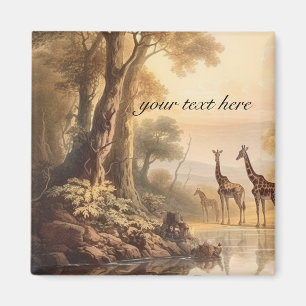 Íman Girafas botânicas, personalizáveis
