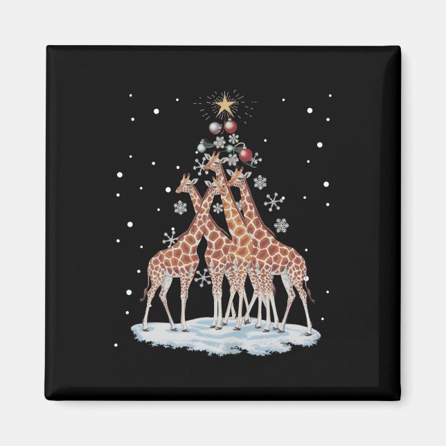 Íman Girafas Xmas Árvore Girafa Feliz De Natal Ch (Frente)