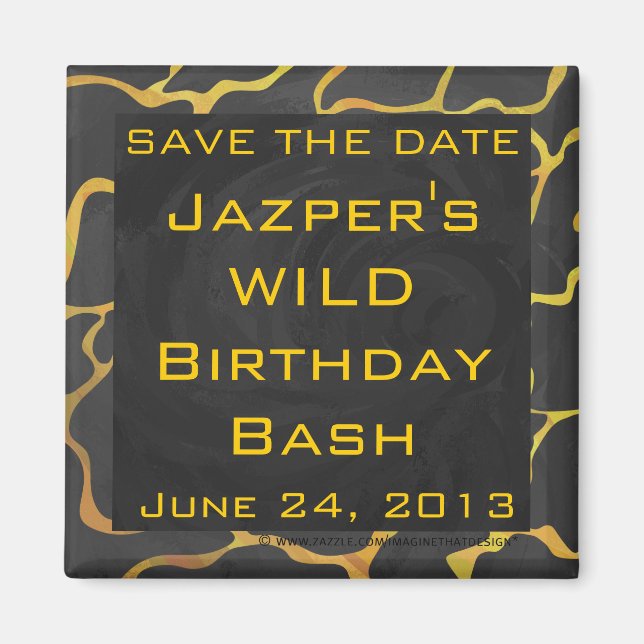 Íman Giraffe Black and Yellow Impressão (Frente)