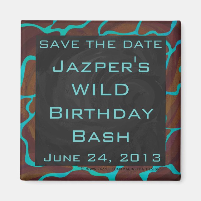 Íman Giraffe Brown e Teal Impressão (Frente)