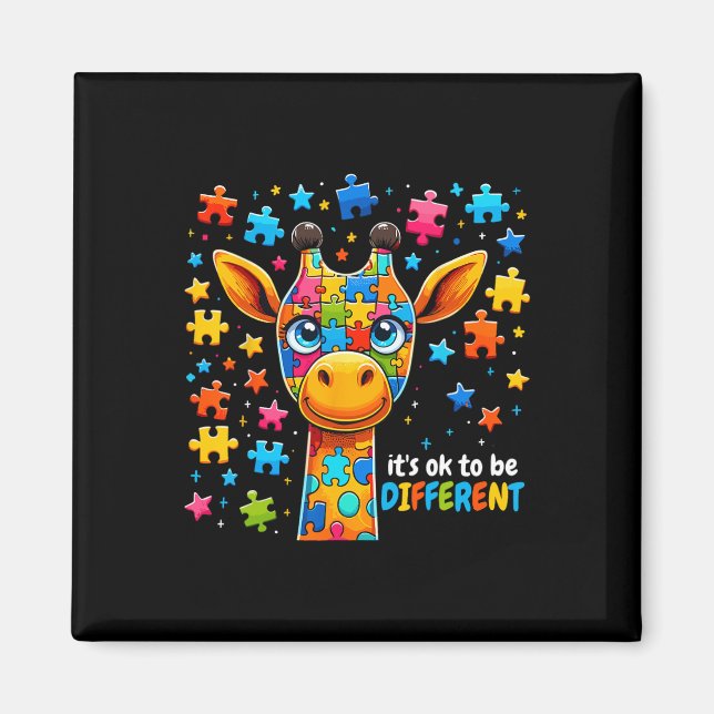 Íman Giraffe Conscientização do Autismo É Ok Ser Difere (Frente)