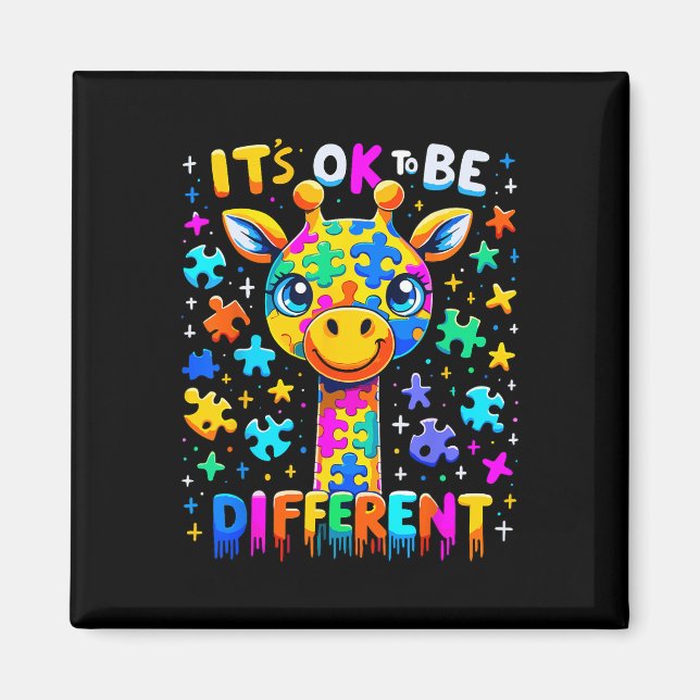 Íman Giraffe Conscientização sobre Autismo É Ok Ser Dif (Frente)
