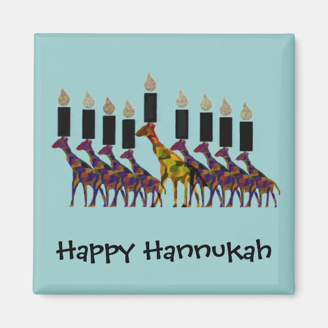 Íman Giraffe Hannukah Menorah Magnets (Frente)