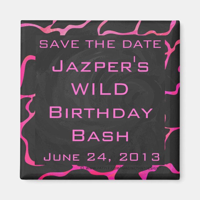 Íman Giraffe Hot Pink e Impressão preto (Frente)