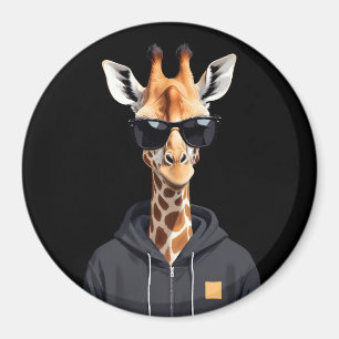Íman Giraffe Vestindo Hoodie Engraçado Caráter Legal