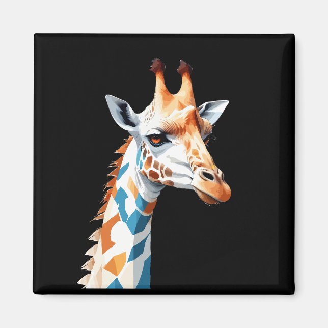 Íman Giraffe Vetor Art com Cores Vibrantes (Frente)