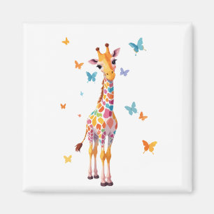 Íman Giraffe Vetor Pintando Brincadeira Adorável