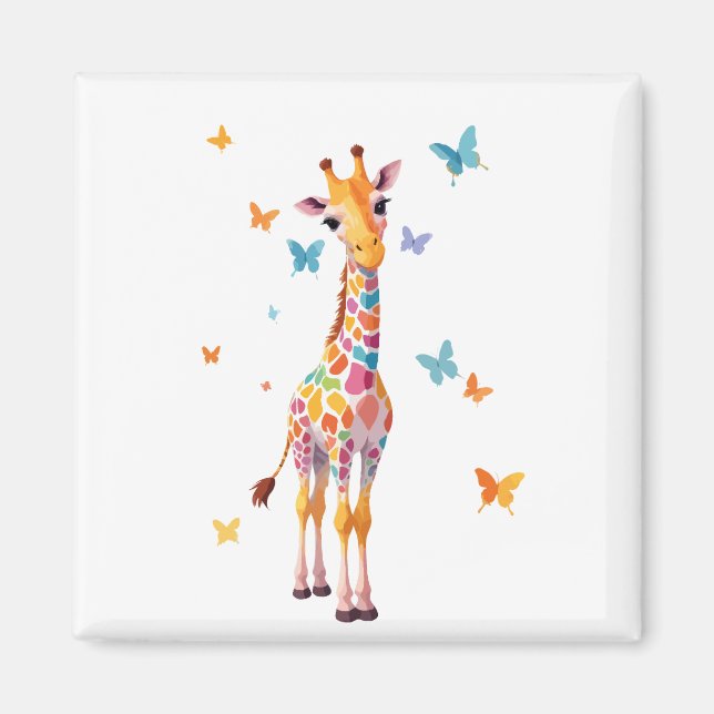 Íman Giraffe Vetor Pintando Brincadeira Adorável (Frente)