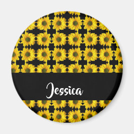 Íman Girassóis amarelos em preto