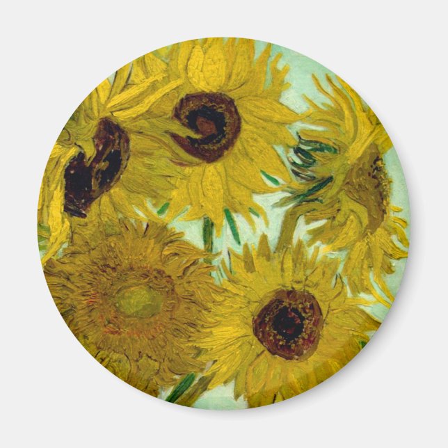 Íman Girassóis em Vase Van Gogh Fine Art (Frente)