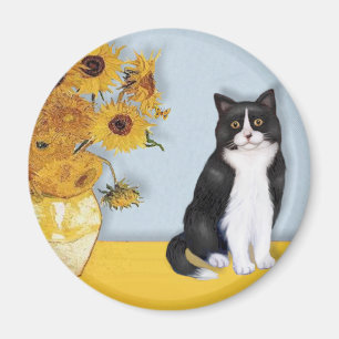 Íman Girassóis - Gato preto e branco