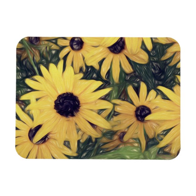 Íman girassol amarelo floresce alegre (Horizontal)