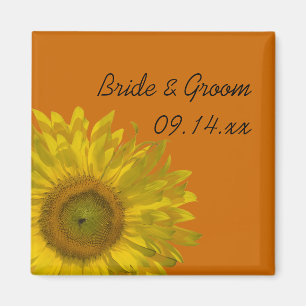 Íman Girassol amarelo no casamento alaranjado