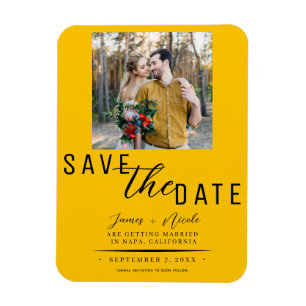 Íman Girassol Amarelo Salvar a Data Foto Casamento