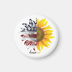 Íman girassol bandeira americana