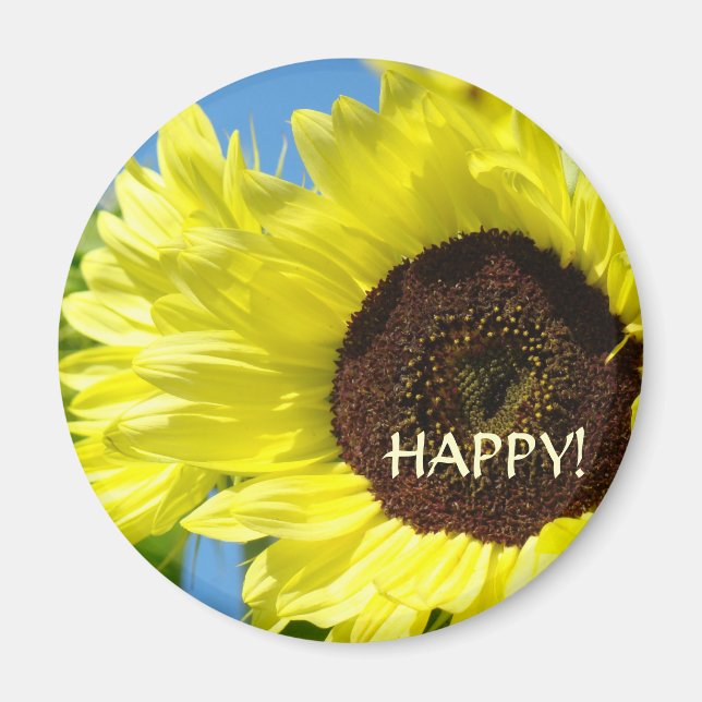 Íman Girassol Feliz! Ímãs Amarelos Flores do Sol (Frente)