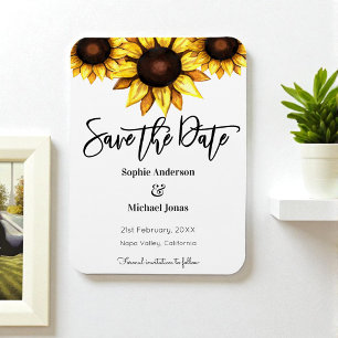 Íman Girassol Salva a Data Casamento Branco Amarelo