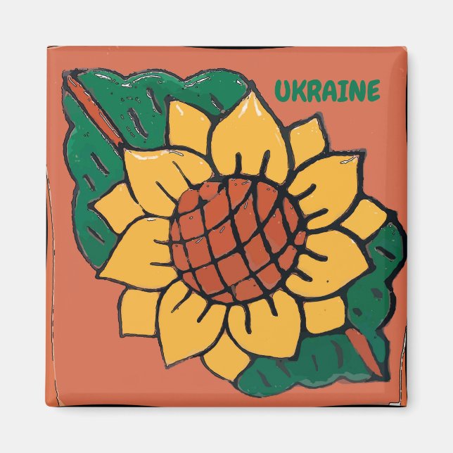 Íman Girassol, Ucrânia, Azulejo Magnet (Frente)