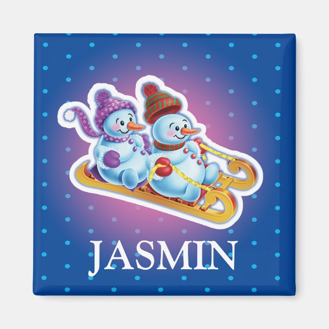 Íman Gir'l, os bonecos de neve a manjar imã de geladeir (Frente)