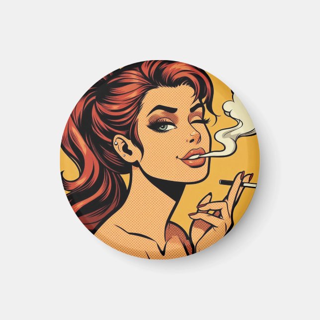 Íman Girl Stoner | Comic book pop art | Smoking lovers (Frente)