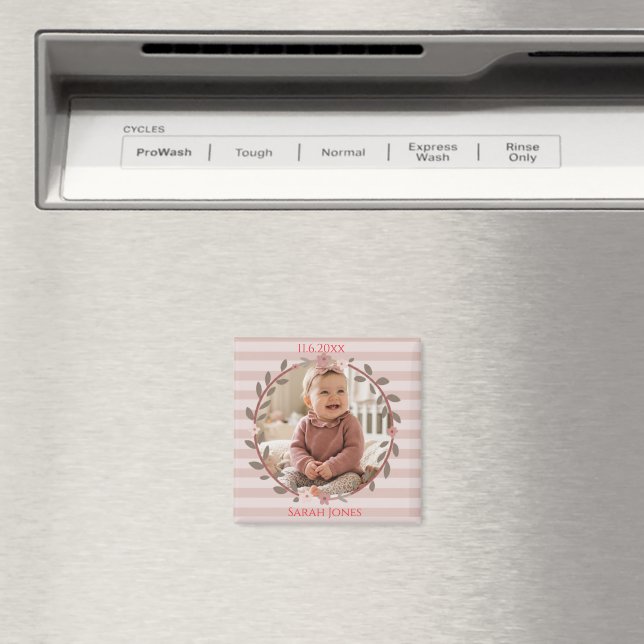 Íman Girlanda de Listras Rosa Foto de Bebê (In Situ (Dishwasher))