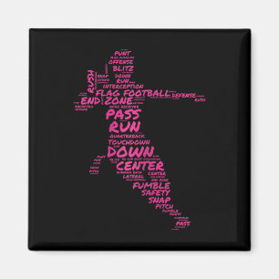 Íman Girls Flag Football Player Word Art Typografia