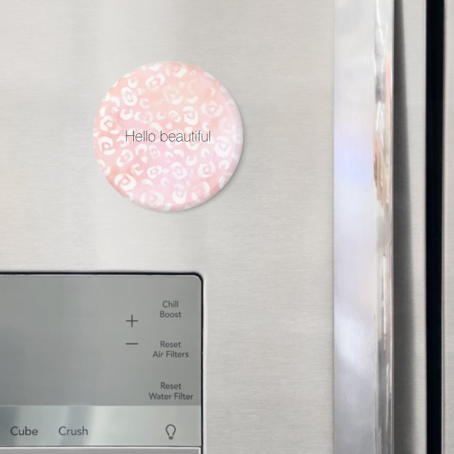 Íman Girly Blush Pink Peach Gold Leopard Animal (In Situ (Fridge))