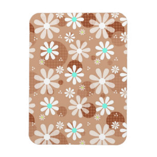 Íman Girly Brown Daisy Flower Pattern Cute Dots Aqua
