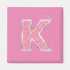 Íman Girly Pink Glitter - Letra K