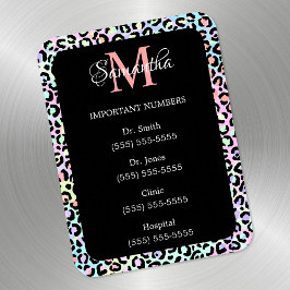 Íman Girly Rainbow Leopard e Black Important Números