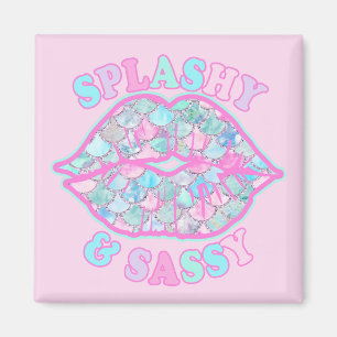 Íman Girly Splashy & Sassy Rosa Turquesa Beijo de Serei