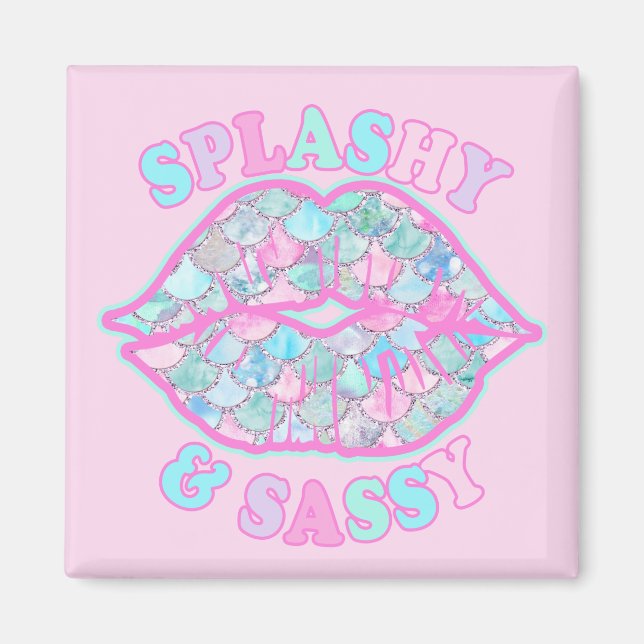 Íman Girly Splashy & Sassy Rosa Turquesa Beijo de Serei (Frente)