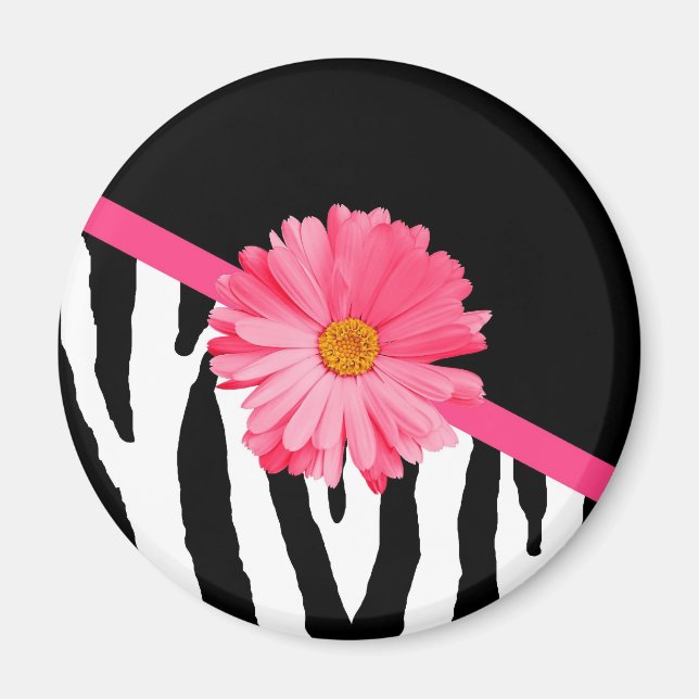 Íman Girly Zebra - Padrão Rosa-Rosa-Rosa-Rosa-Cinza Com (Frente)