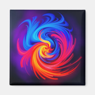 Íman Giro de Abstrato Energetico em Vermelho Azul e Ama