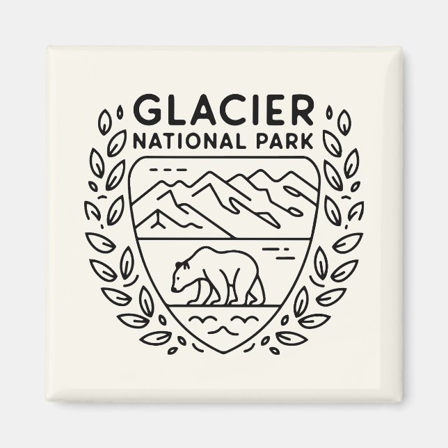 Íman Glaciar National Park Bear Emblem (Frente)