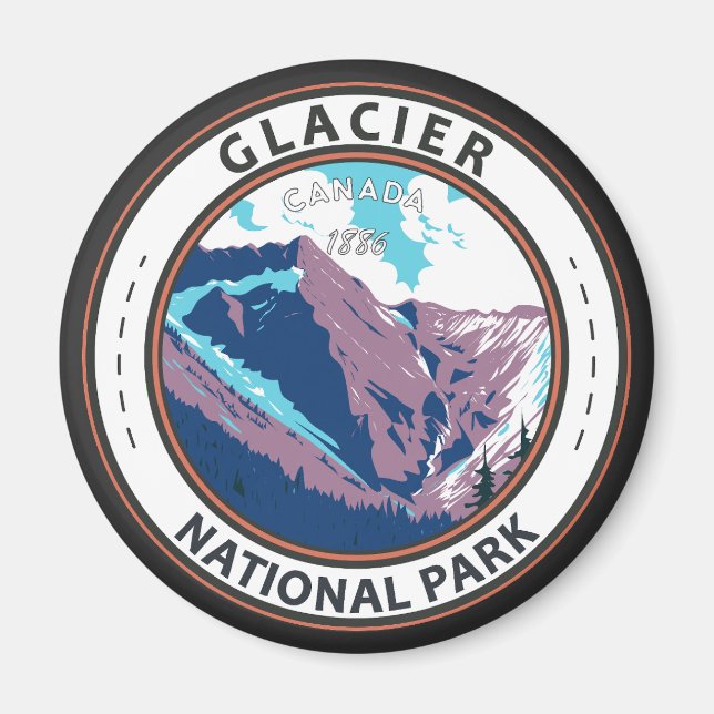 Íman Glacier National Park Canada Vintage Crachá (Frente)