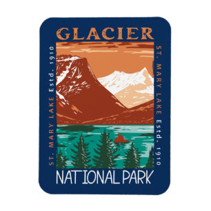 Íman Glacier National Park Montana Vintage em desgosto
