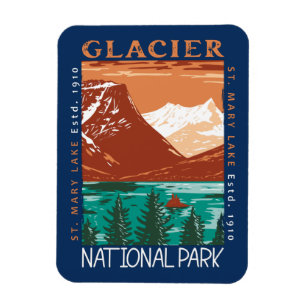 Íman Glacier National Park Montana Vintage em desgosto