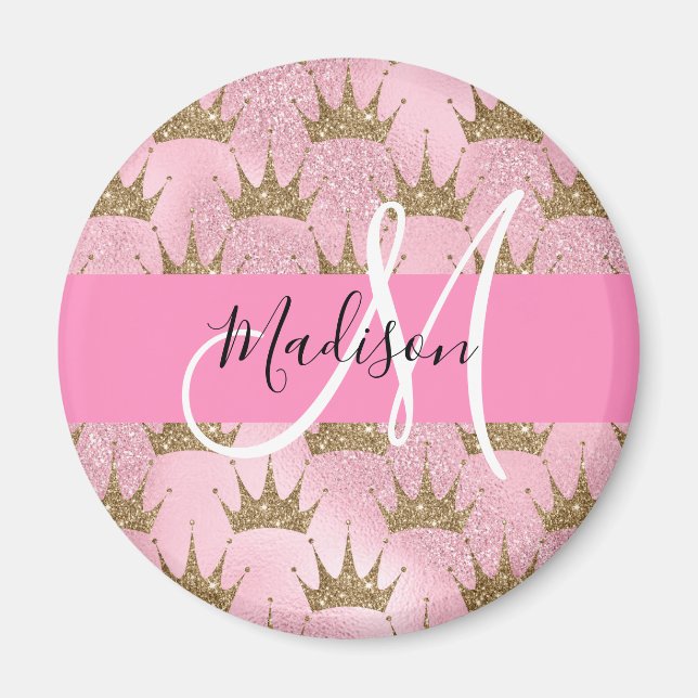 Íman Glam Cor-de-rosa e brilho Dourado brilha brilhando (Frente)