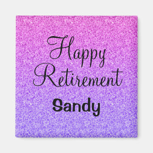 Íman Glam Happy Retirement Ombre Roxo Glitter Sparkle