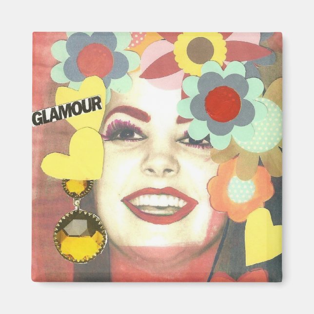 Íman Glamor Girl Mixed Media Magnet (Frente)