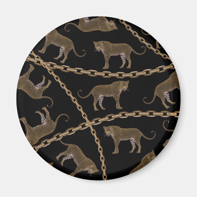 Íman glamour do ouro lepard cheetah (Frente)