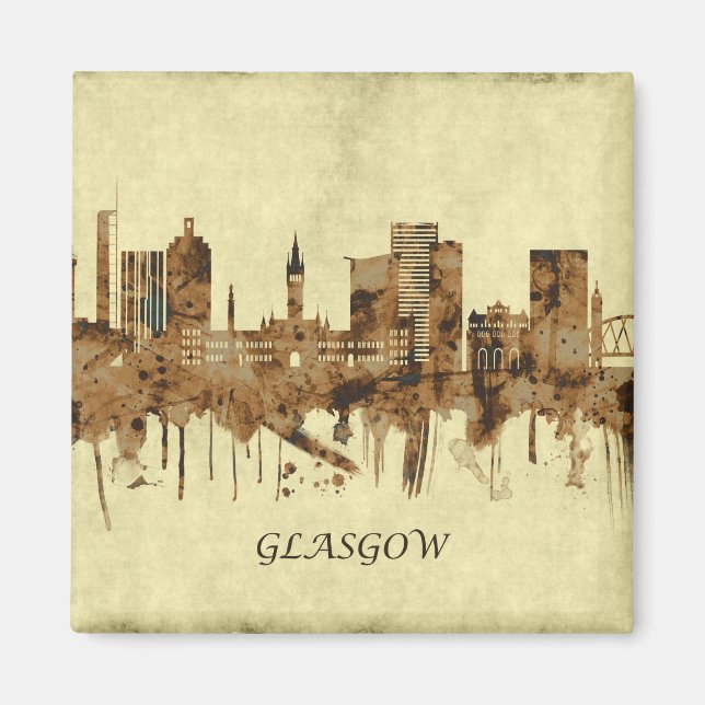 Íman Glasgow Scotland Cityscape (Frente)