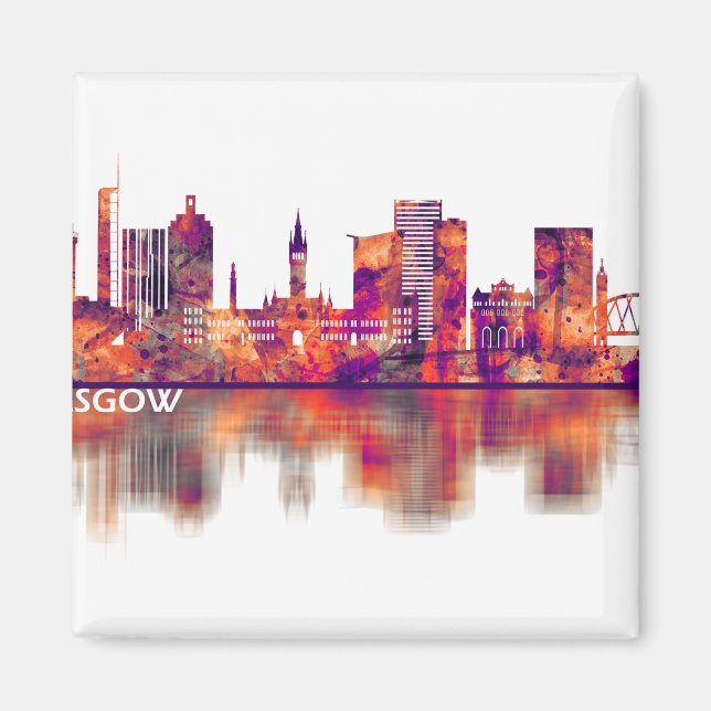 Íman Glasgow Scotland Skyline (Frente)