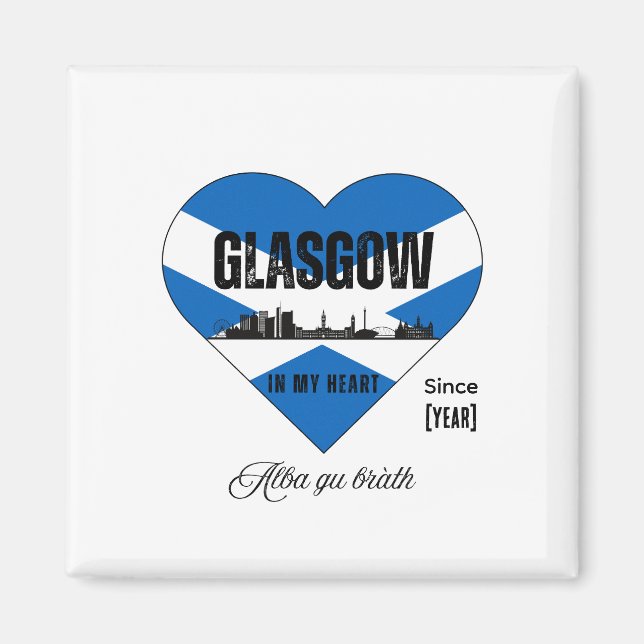 Íman Glasgow Scotland Skyline Heart - Desde [Ano] (Frente)