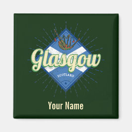 Íman Glasgow UK City Scotland Retro Bagpipe Vintage