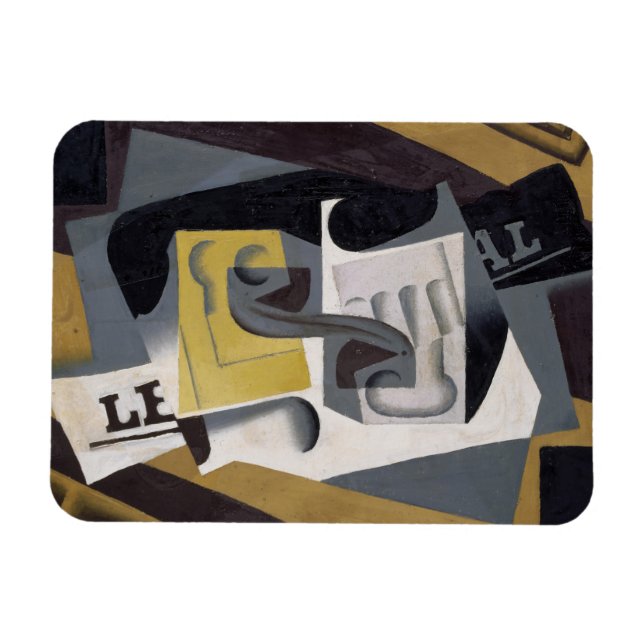Íman Glass and Newspaper, 1917 (óleo sobre contraplacad (Horizontal)