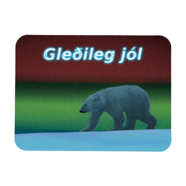 Íman Gleðileg Jól - Urso Polar Das Luzes Polares (Horizontal)