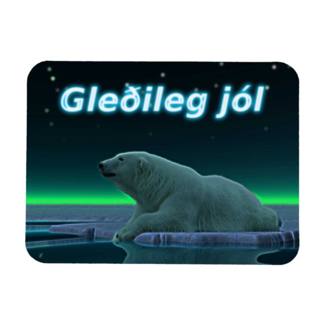 Íman Gleðileg jól - Urso Polar de Borda do Gelo (Horizontal)
