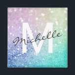 Íman Glitter Bokeh Glamorous Elegante<br><div class="desc">Personalize facilmente este elegante padrão colorido de brilho com seu nome personalizado e/ou monograma.</div>